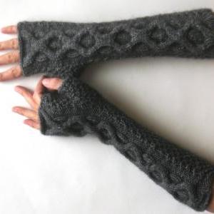 Knit Fingerless Mittens Cable Fingerless Gloves..