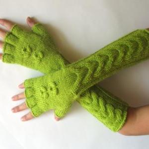 Knit Mittens Pattern Cable Fingerless Gloves..