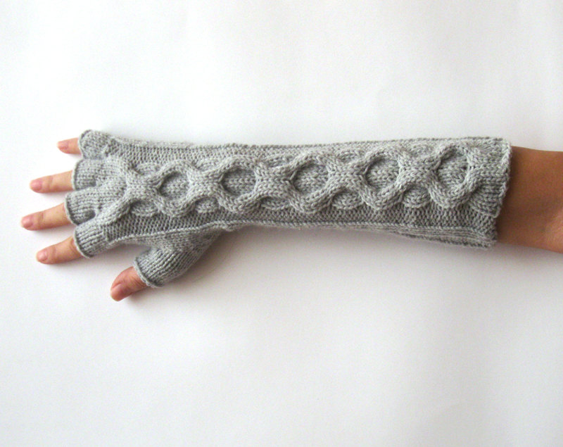 Knit Gloves Pattern Inverted Cable Fingerless Gloves Half Fingers