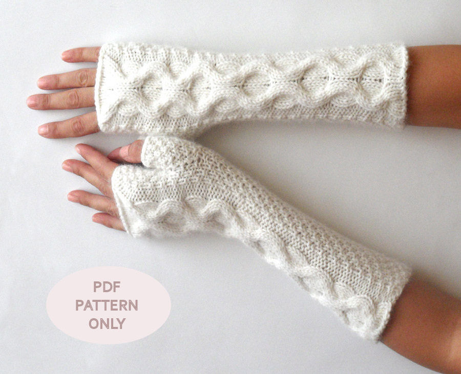 Knit Fingerless Mittens Cable Fingerless Gloves Pattern Knit Pattern