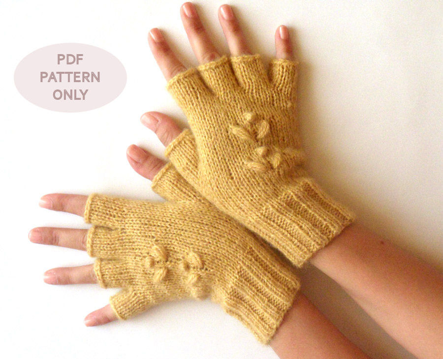 Knit Fingerless Mittens Half Cut Fingerless Gloves Pattern Knit Pattern Knit Mittens Pattern Arm Warmers Hand Warmers P0009 Pdf Knit Pattern