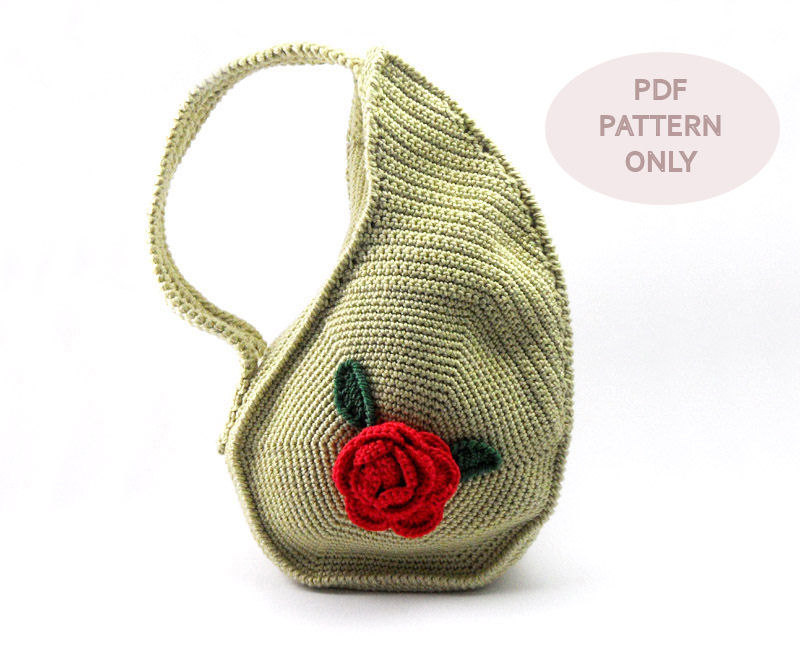 Pdf Pattern - Unique Teardrop Shape Bag Crochet Purse Pattern Unusual Crochet Handbag Pattern Flower Crochet Pattern - P0013