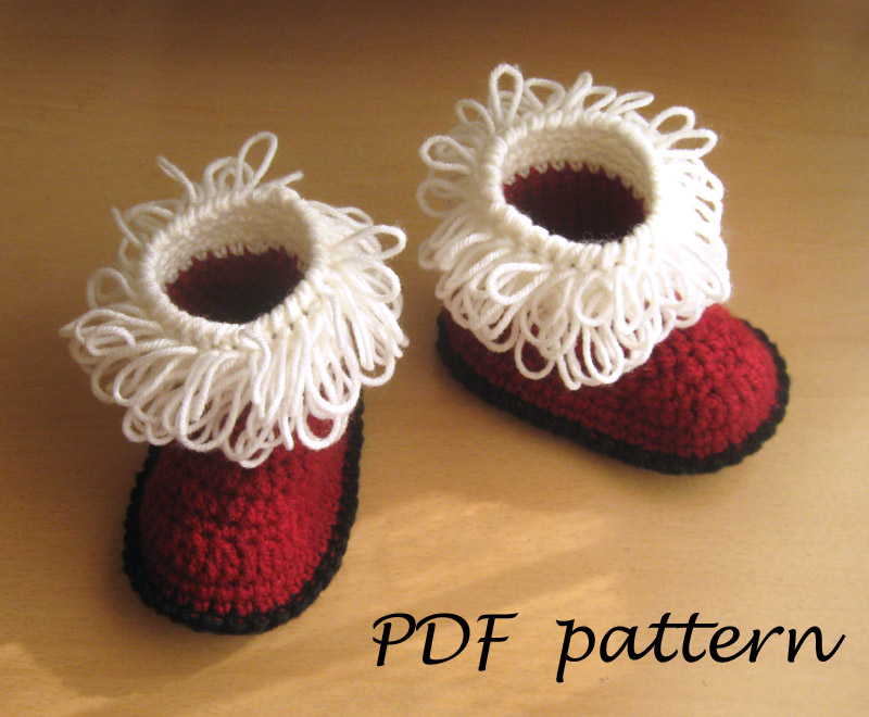 Pdf Crochet Pattern - Santa's Booties Toddler Sizes - P0035