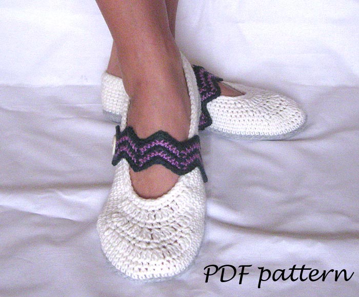 Pdf Crochet Pattern - Chevron Slippers - P0039