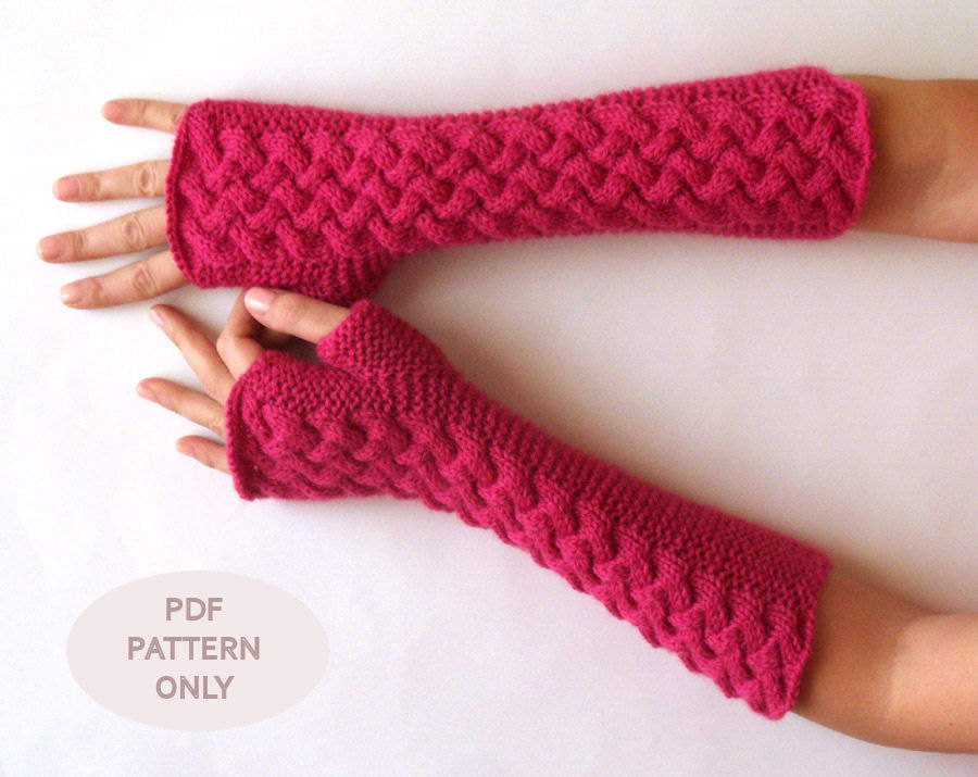 Cable Fingerless Gloves Knit Pattern Arm Warmers Pattern ...